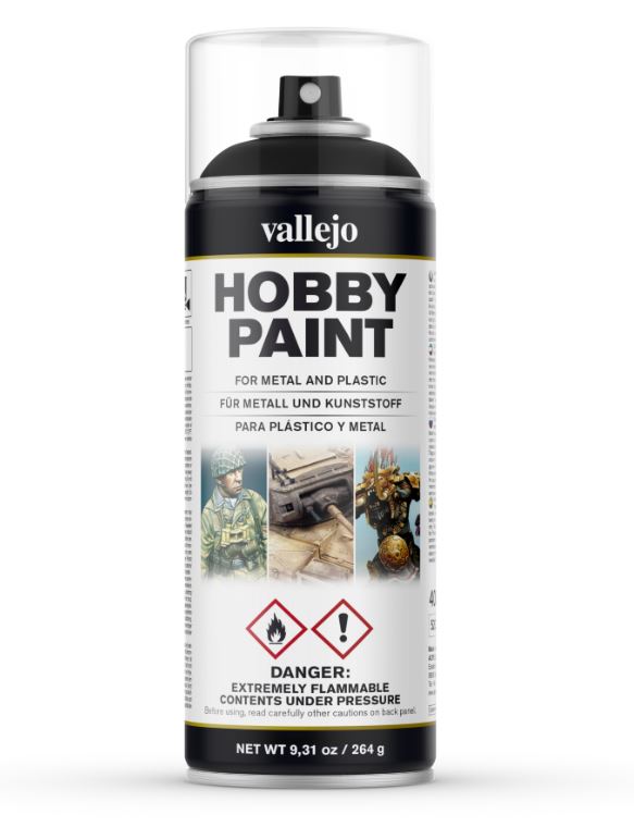 Vallejo 28012 Schwarze Grundierung, Spühdose, 400 ml