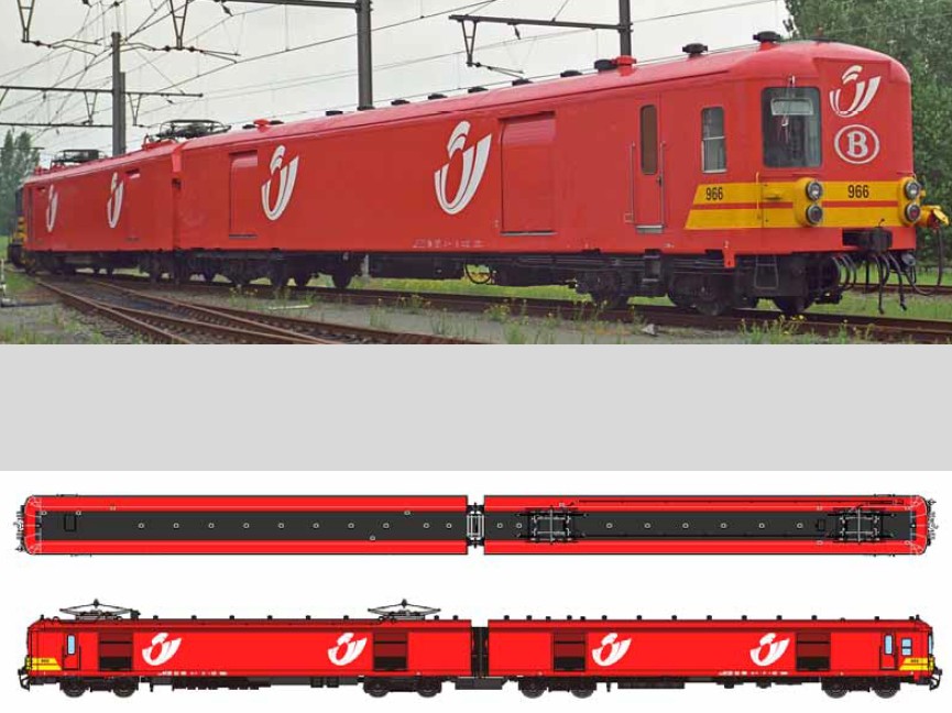 B-Models 7205.02 Post-Triebzug AM Post 966 schwarzes Dach Spur H0