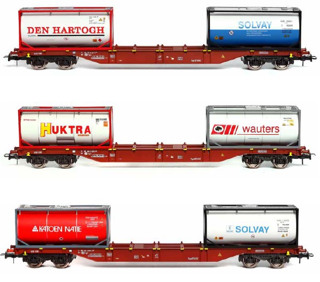 B-Models 54.303 3-tlg Set Tankcontainer SNCB/NMBS 1:87 Spur H0 DC