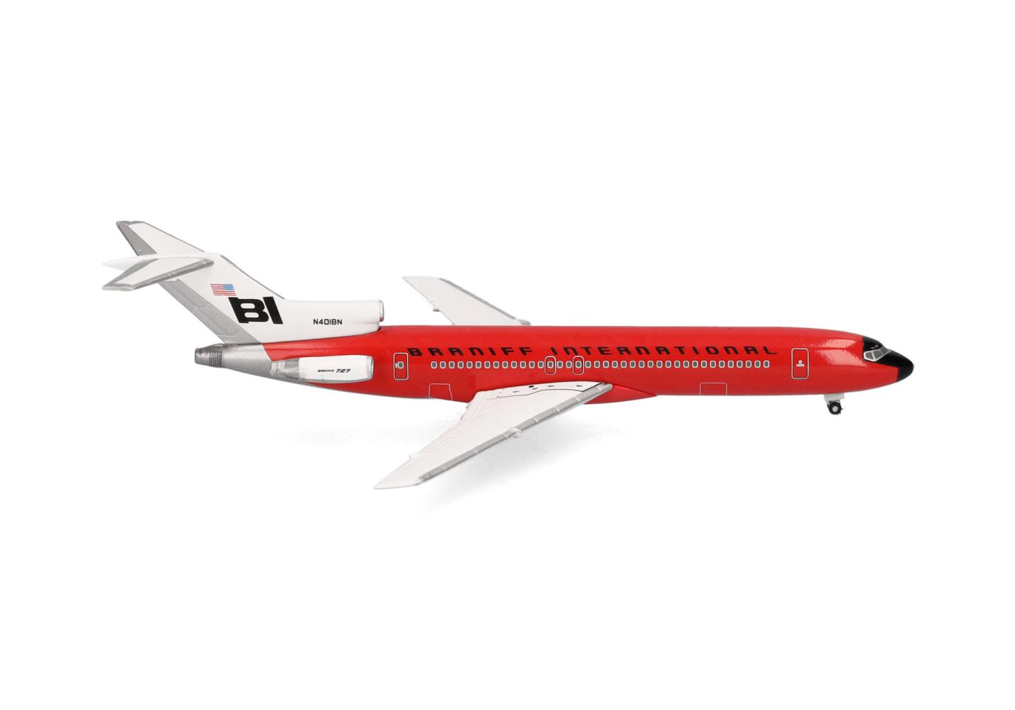 Herpa 537551 Braniff International Boeing 727-200 Solid Red 1:500