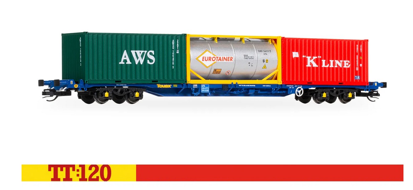 Hornby TT6030 Touax KFA Container Wagon 3x20 Containers Spur TT