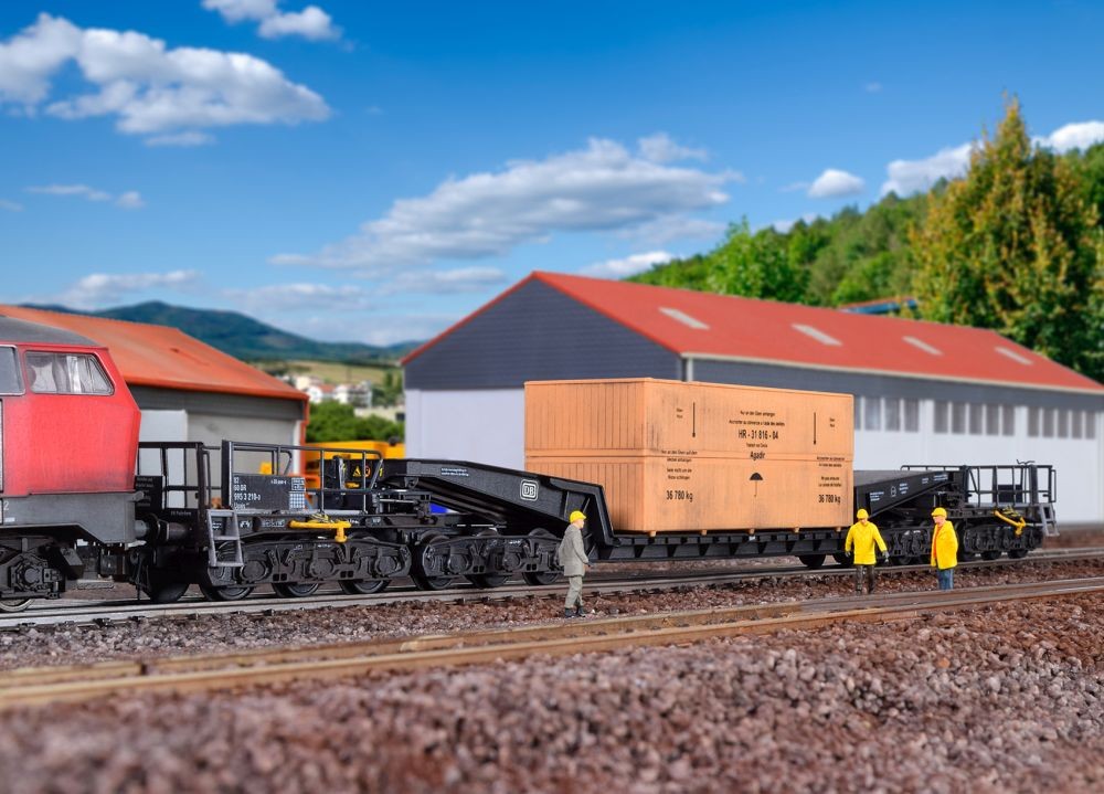 Kibri 16510 Waggon UNION Schienentiefladewagen Uaai 819 - Spur H0 1:87