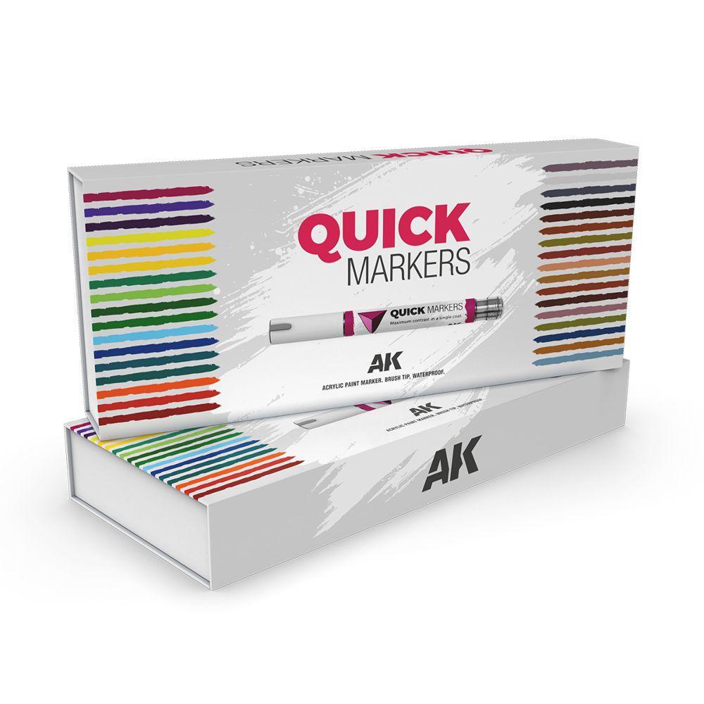 AK Interactive AKMQ150 SPECIAL BOX FULL RANGE QUICK MARKERS (34 units)