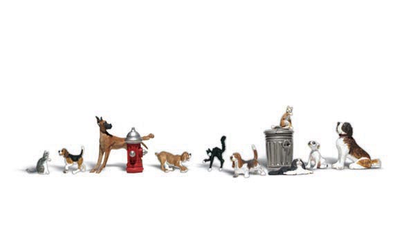 Woodland Scenics A2725 Hunde und Katzen 1:45 Spur 0 Neu OVP Figuren Tiere