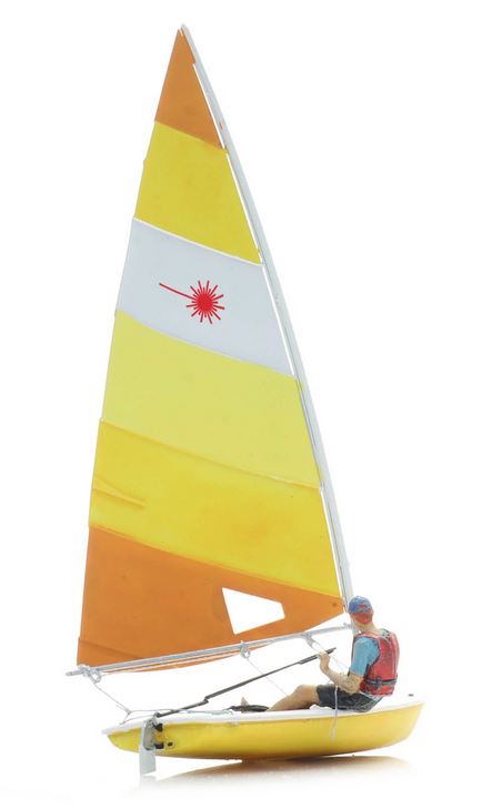 Artitec 387.593 Segelboot Laser + Figur 1:87 Spur H0 Fertigmodell Neu