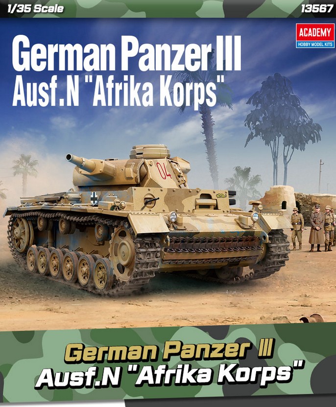 Academy 13567 German Panzer Ⅲ Ausf.N "Afrika Korps" 1:35 Bausatz