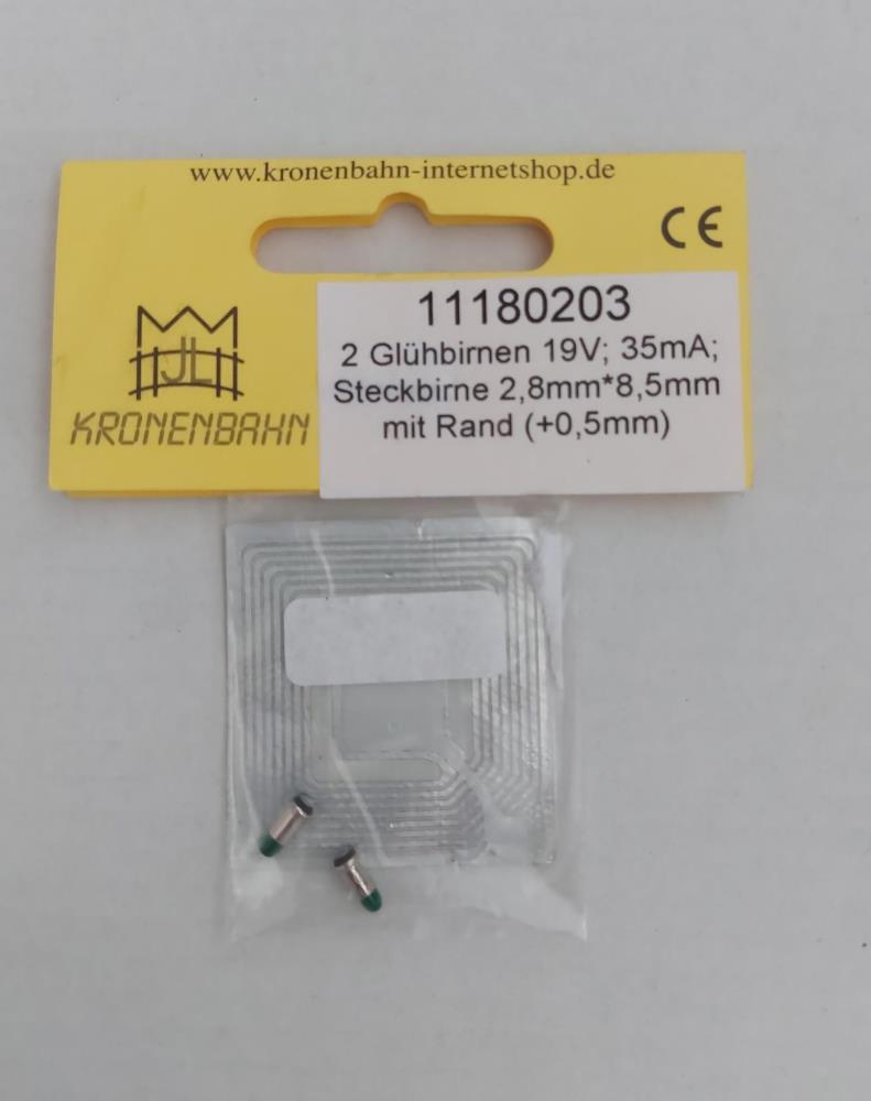 ArsTECNICA 11180203 Glühbirnen 19V 35mA, Steckbirne, 2 Stück