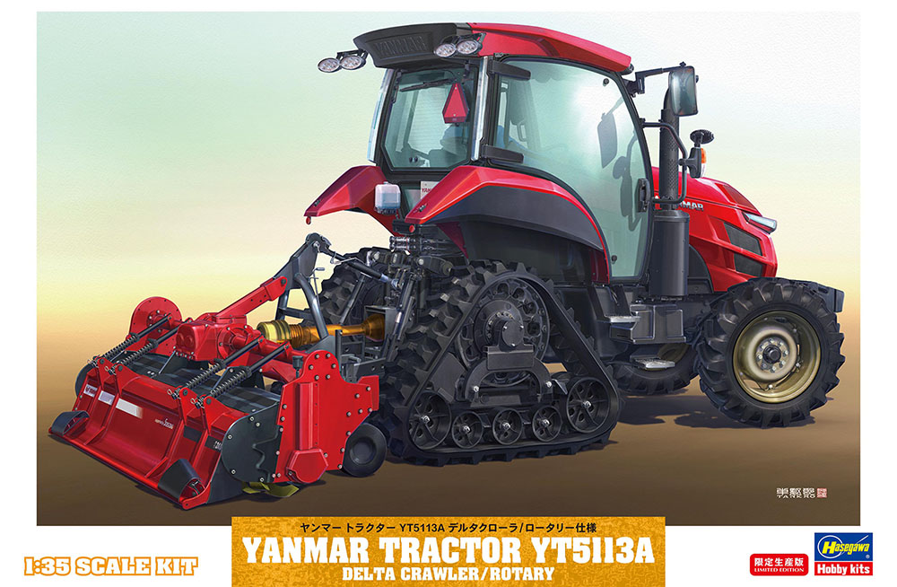 Hasegawa 66107 Yanmar Traktor YT5113A Delta mit Vertikutierer 1:35