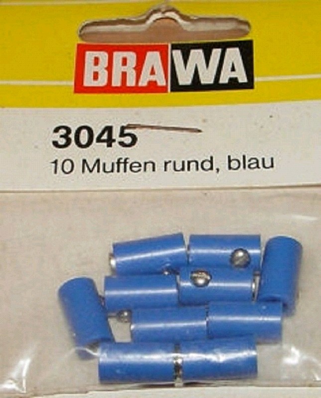 Brawa 3045 Muffen rund ∅ 2,5 mm blau 10 Stück Neu OVP