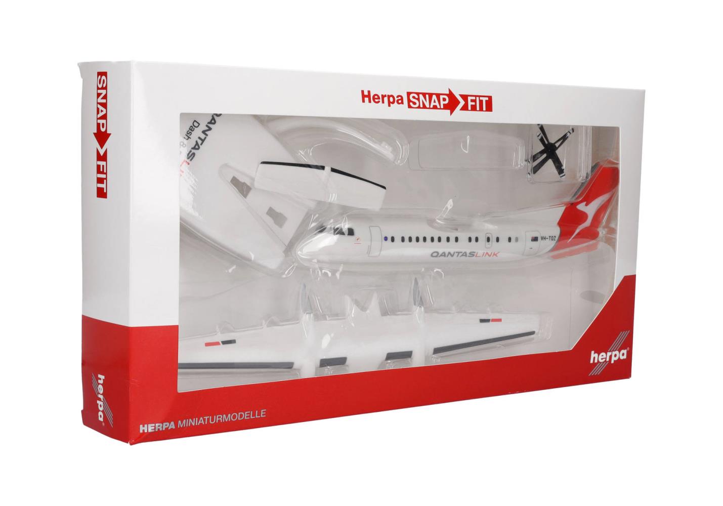 Herpa 614221 QantasLink DHC-8-300 VH-TQZ Bundaberg 1:100 Neu