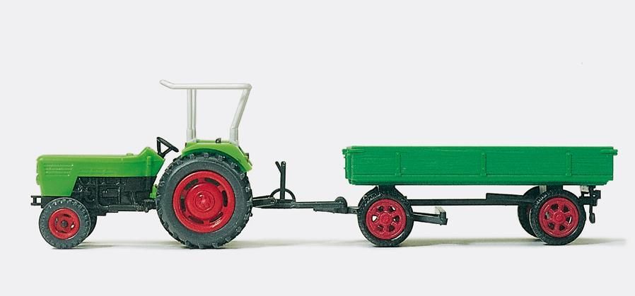 Preiser 17914 Ackerschlepper DEUTZ D 62 06 mit Anhänger 1:87
