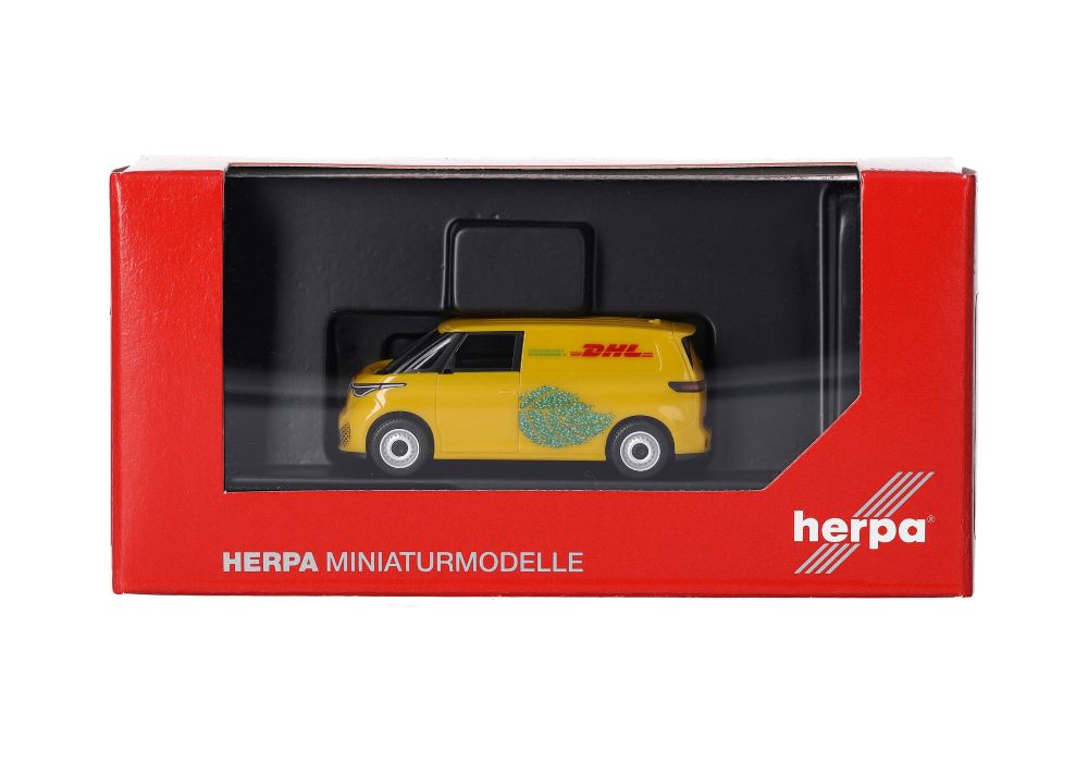 Herpa 098458 VW ID. Buzz Cargo "DHL" 1:87 Spur H0 Standmodell