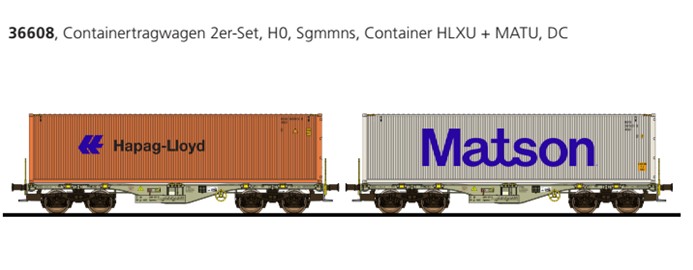 Pullman 36608 Containertragwagen, H0, Sgmmns, D-AAEC Ep. VI, Container