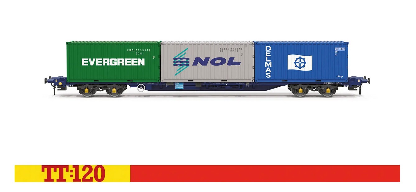 Hornby TT6032 Touax KFA Container Wagon 3x20 Containers Spur TT