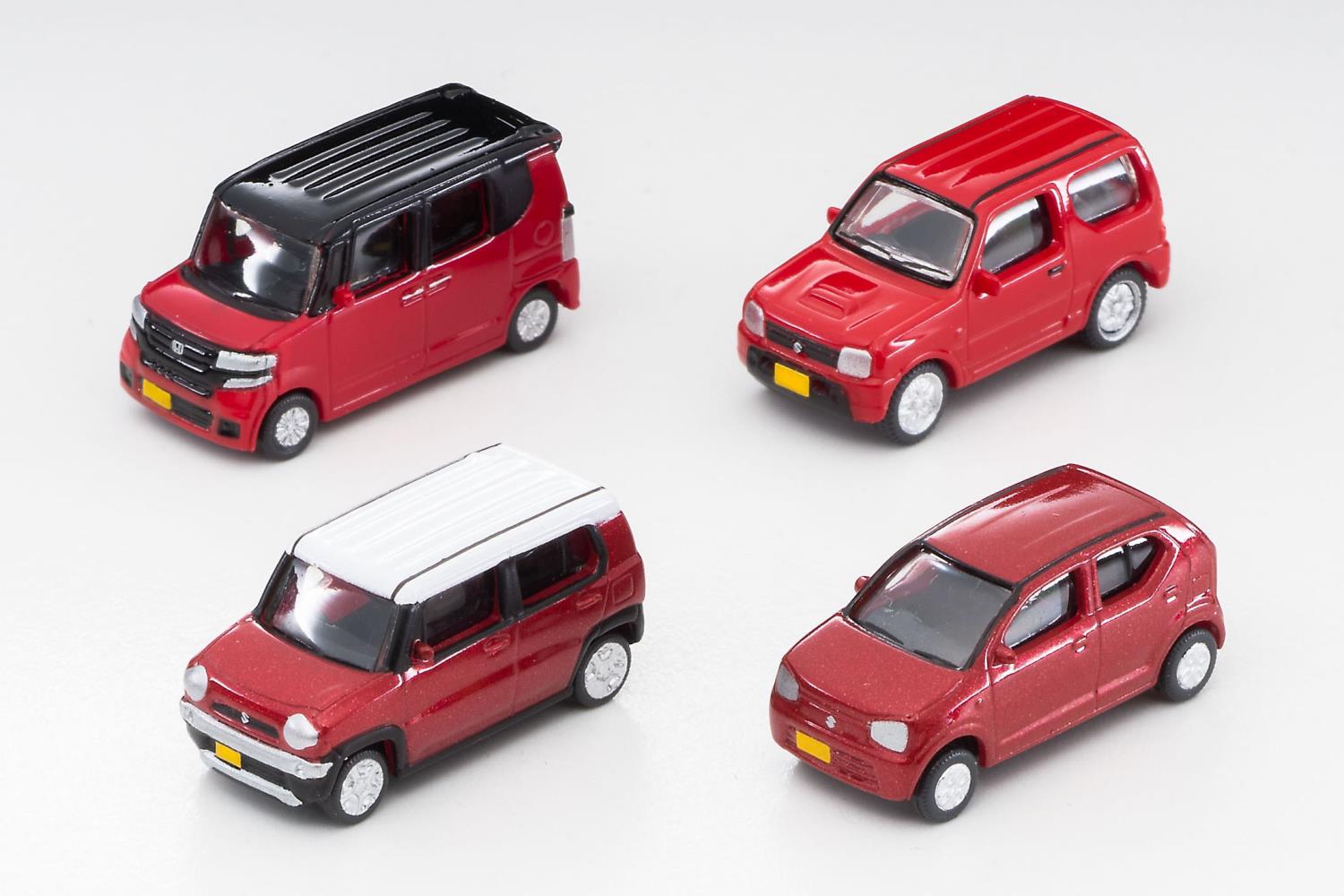 Tomytec 323679 Car-Collection 4x Honda/Suzuki rot 1:150 Spur N Neu