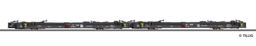 Tillig 15974 Güterwagenset HSB 2 Schmalspur Rollwgn Rf4 Spur H0m