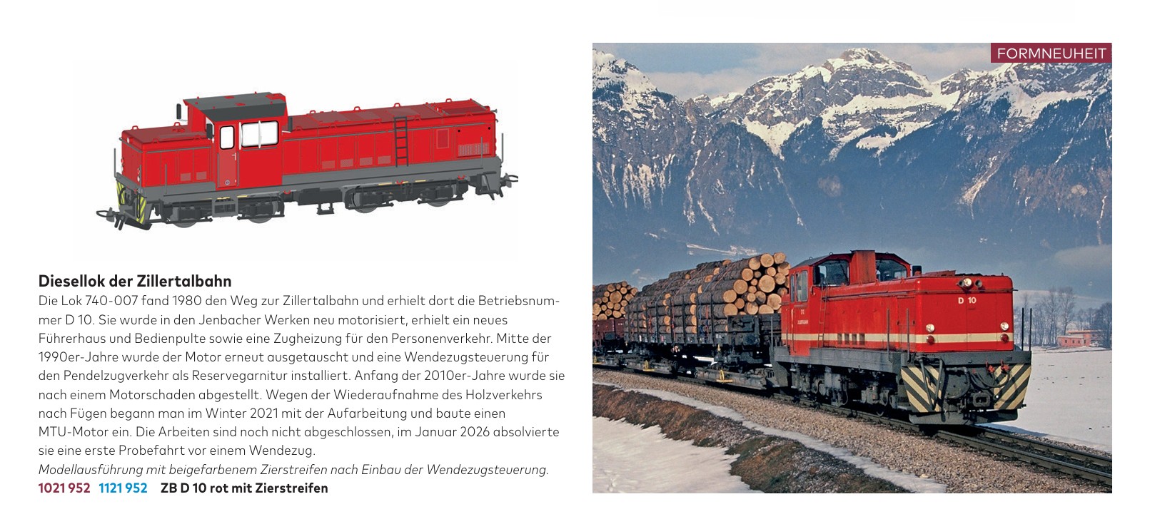 Bemo 1121952 ZB D 10 Diesellok rot Sound Spur H0e