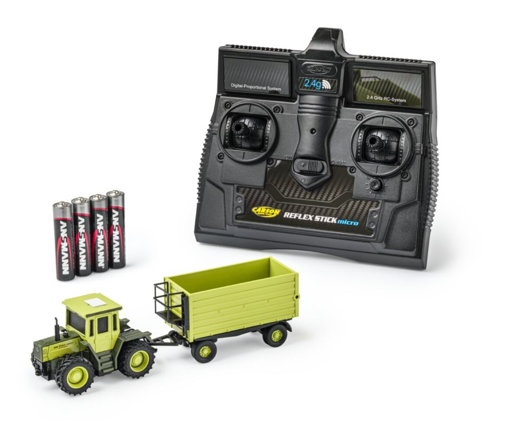 Carson 500504173 1:87 M-B Trac 1800 grün ink.Anhä.100%RTR