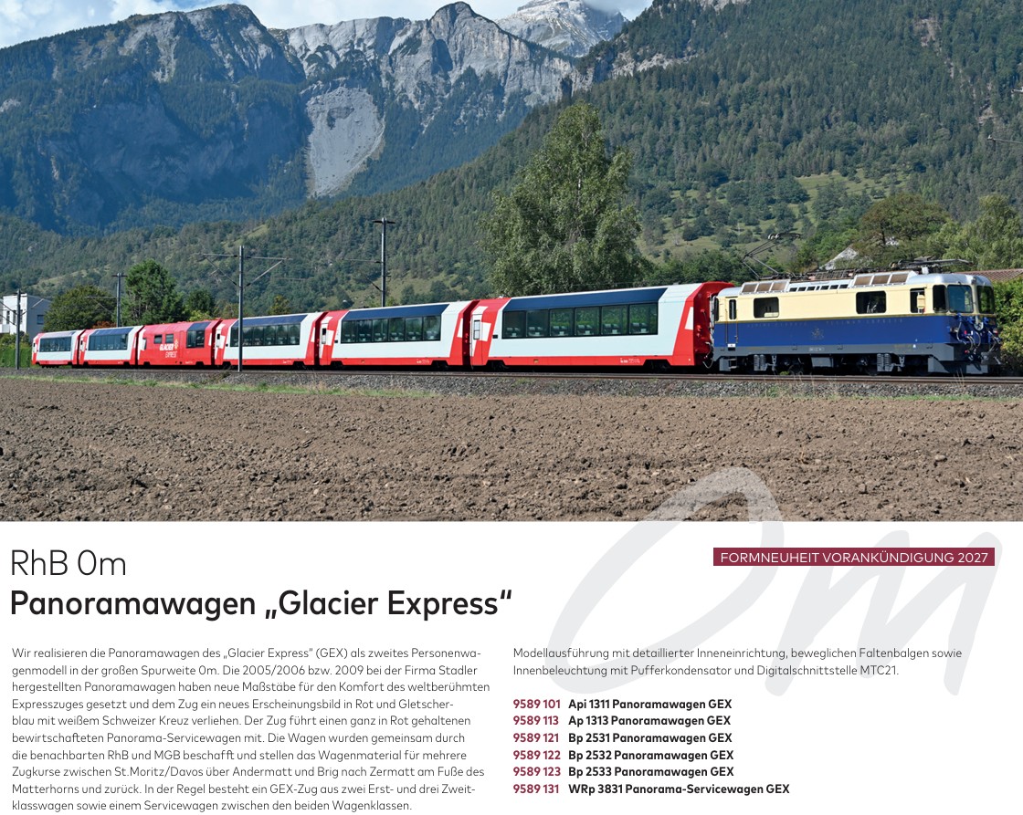 Bemo 9589101 RhB Api 1311 Panoramawgn "Glacier Express" Spur 0m