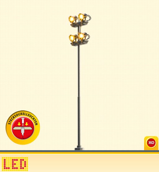 Brawa 84152 Flutlicht 4-fach Stecksockel mit LED 1:87 Spur H0 Neu