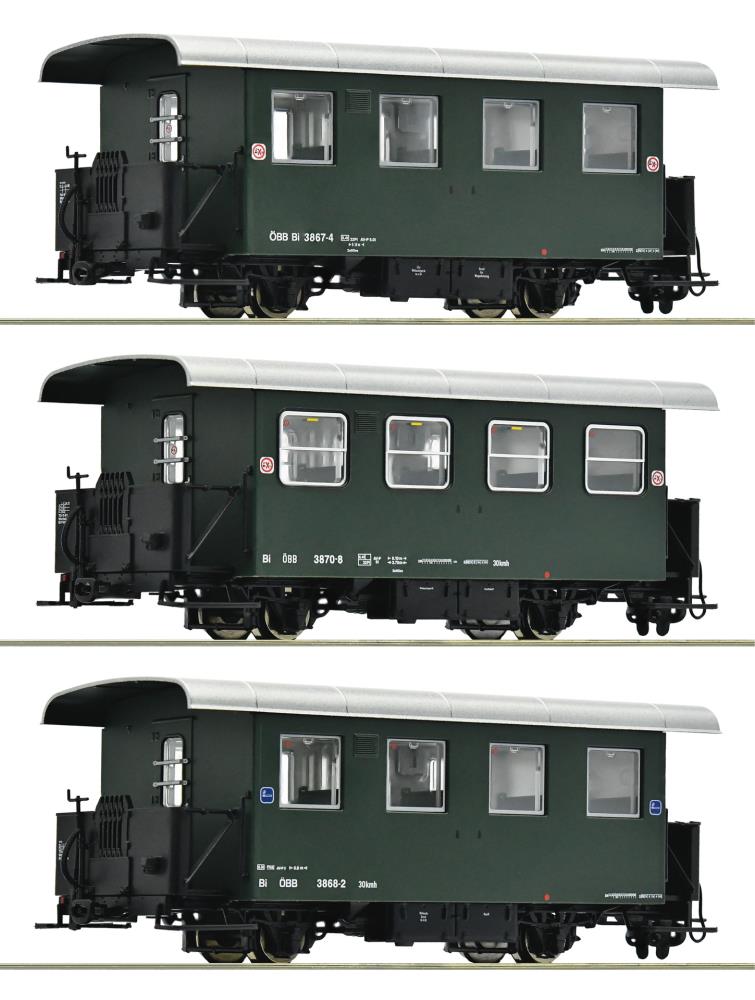 Roco 6240001 3-tlg Set Schmalspur-Personenwagen ÖBB 1:87 Spur H0e