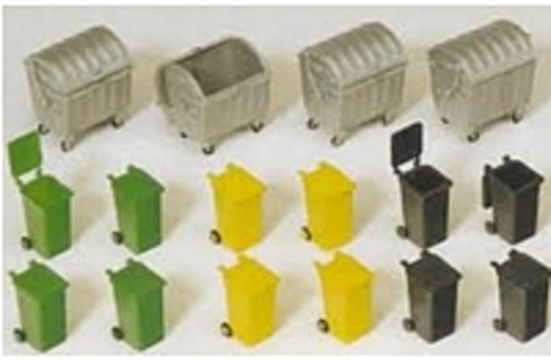 Preiser 17202 Müllcontainer + Mülltonnen