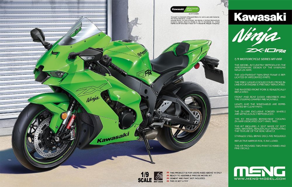 Meng Model MT-008 Kawasaki Ninja ZX-10RR 1:9 Modellbausatz NEU OVP