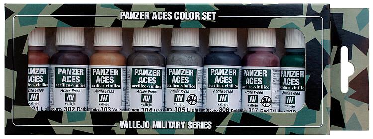 Vallejo 70122 Farb-Set, Set 1 - Panzer - Rost, Ketten und Gummi, 8 x 17 ml