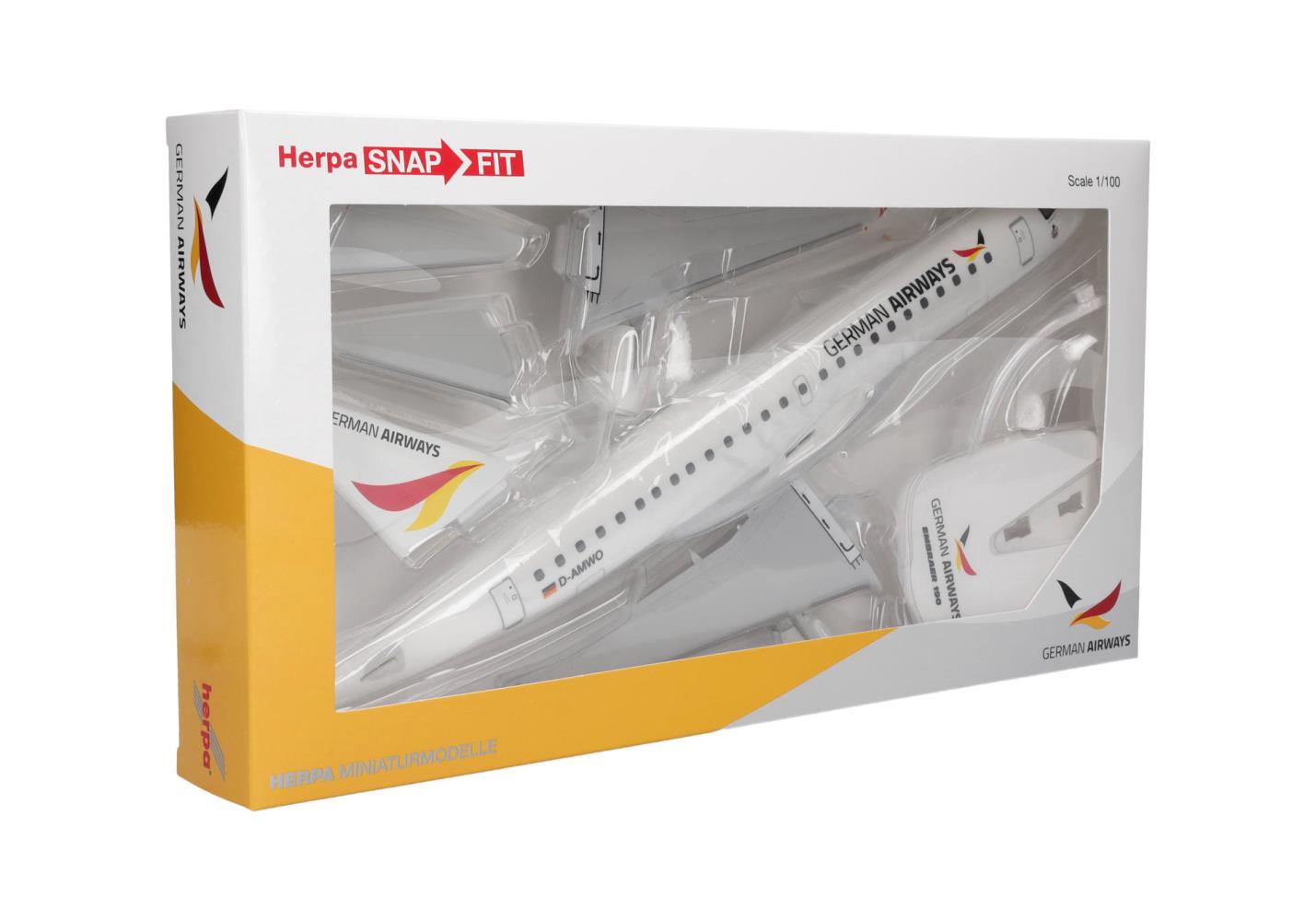Herpa 614214 German Airways Embraer E190 1:100 Snap-Fit Neu OVP
