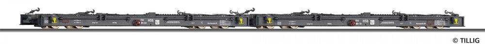 Tillig 05974 Güterwagenset HSB 2 Schmalspur Rollwgn Rf4 Spur H0e