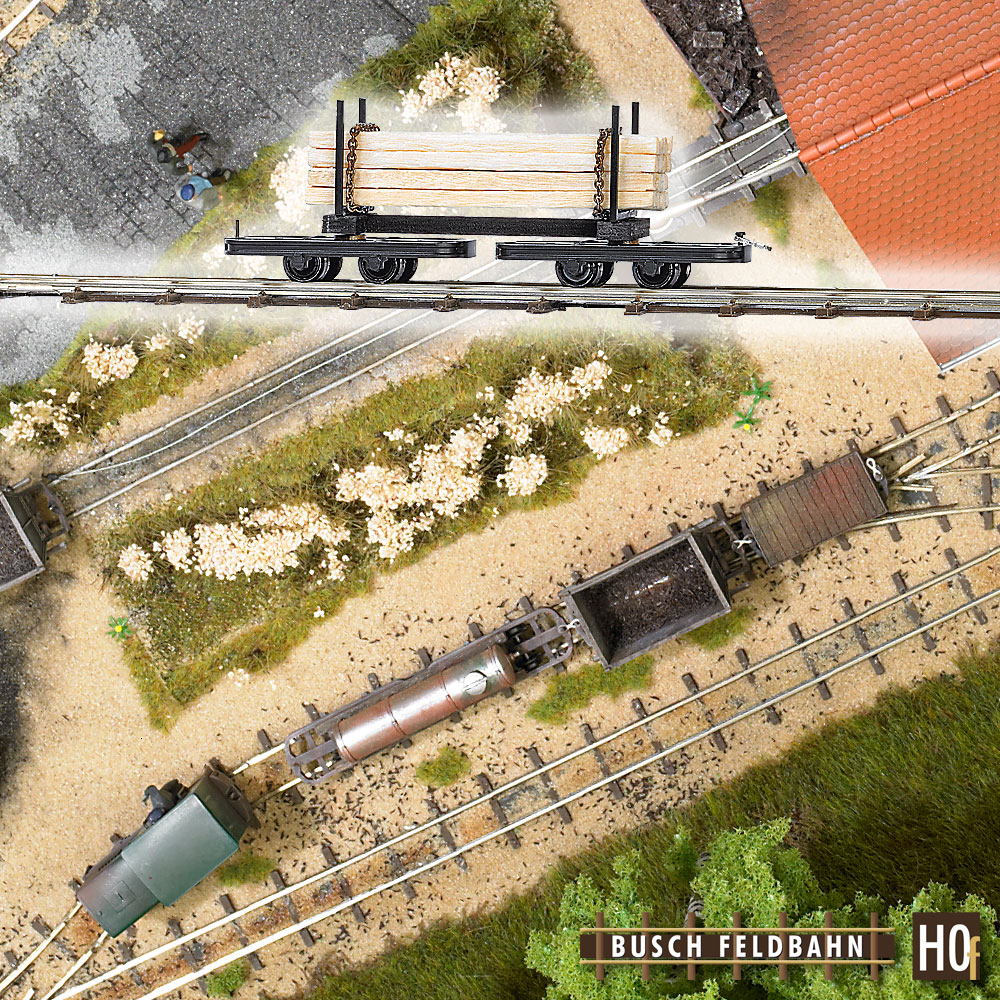 Busch 12221 Drehgestell-Rungenwagen mit Langholz 1:87 Spur H0f