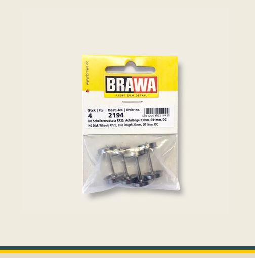 Brawa 2194 Scheibenradsatz RP25 in Spitzlagerung 4 Stk. Spur H0