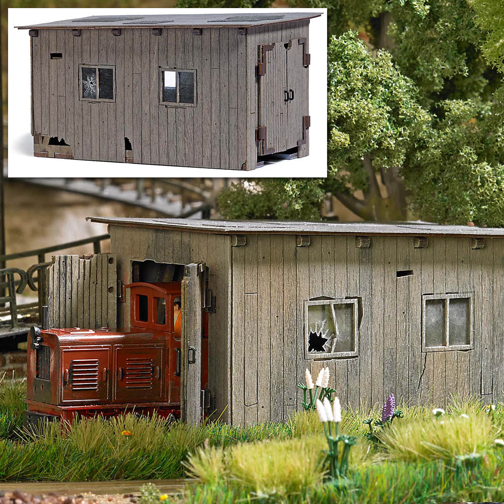 Busch 12381 Baufälliger Feldbahn Lokschuppen 1:87 Spur H0f Neu