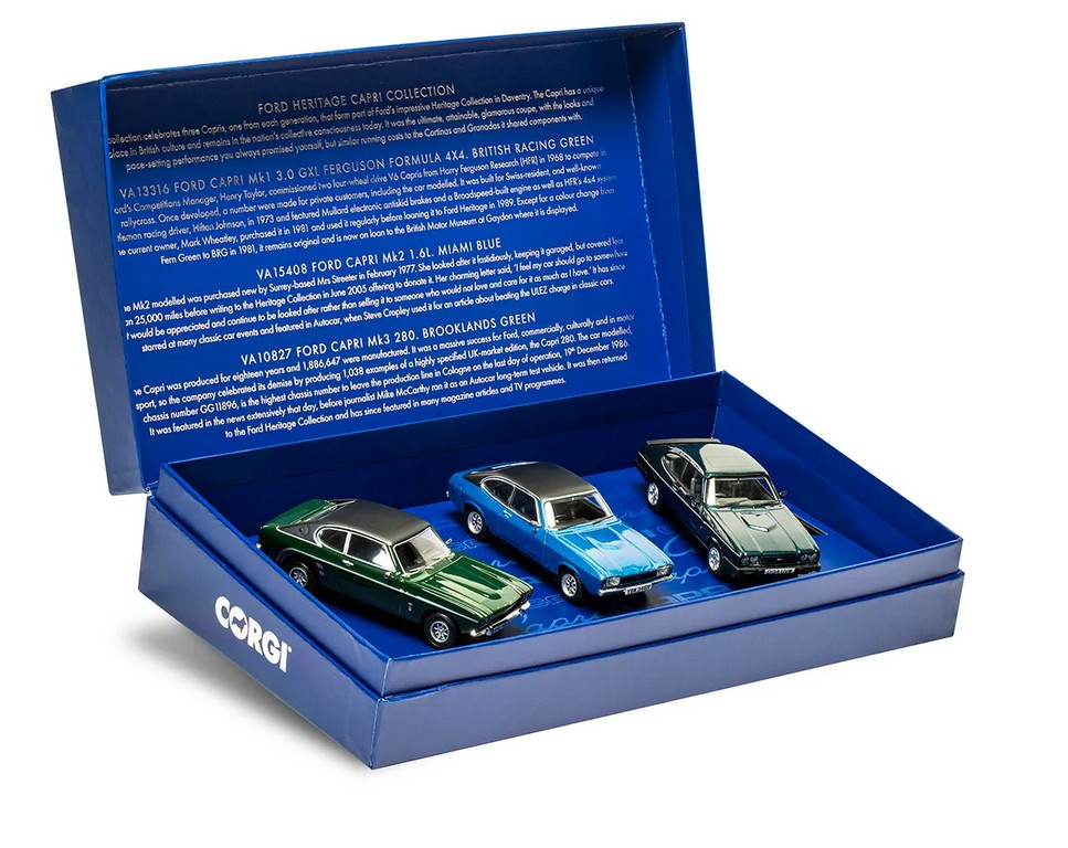 Corgi VC01303 Ford 3er Set Heritage Capri Collection grün/blau 1:43