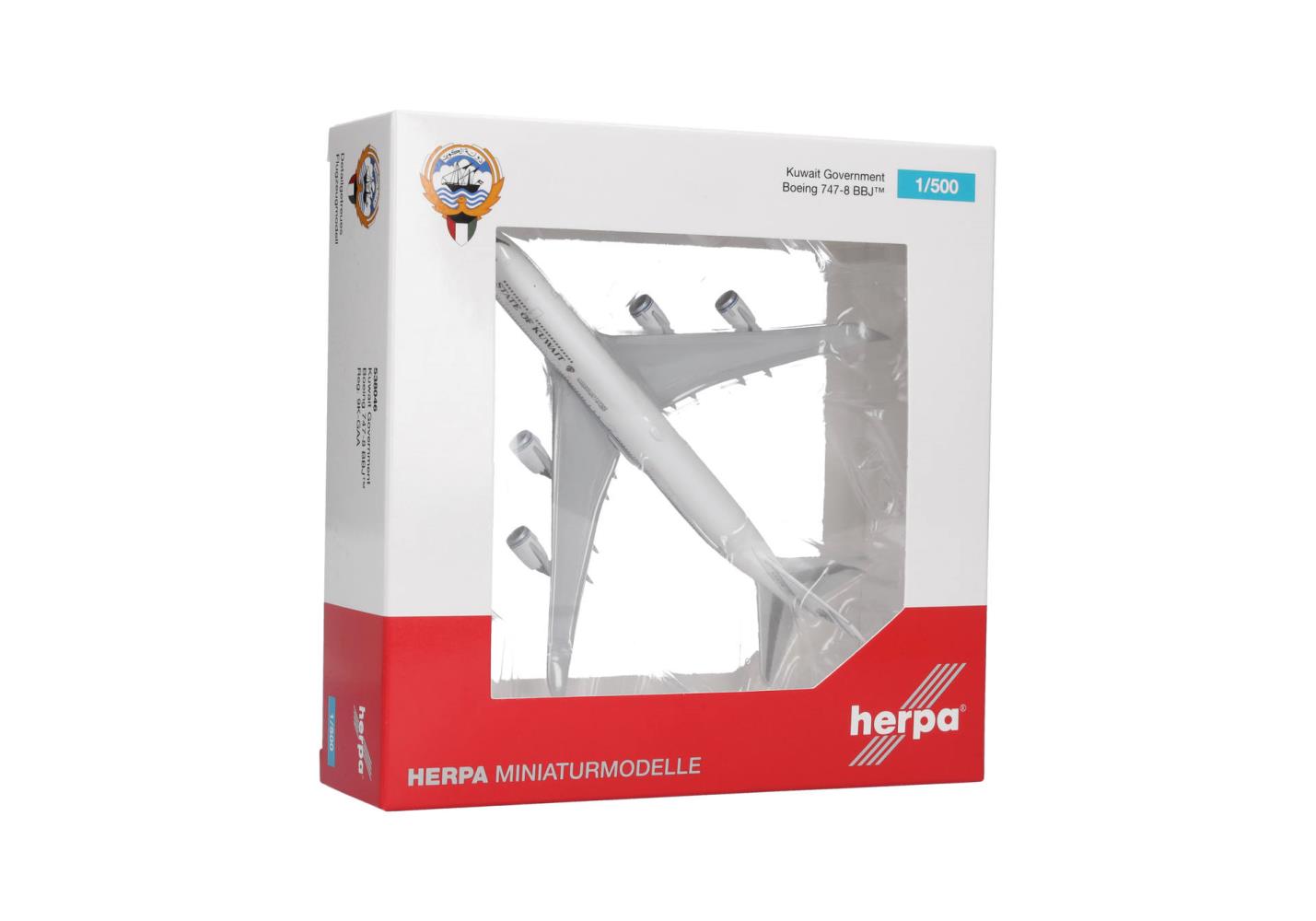 Herpa 538046 Kuwait Government Boeing 747-8 BBJ 9K-GAA 1:500