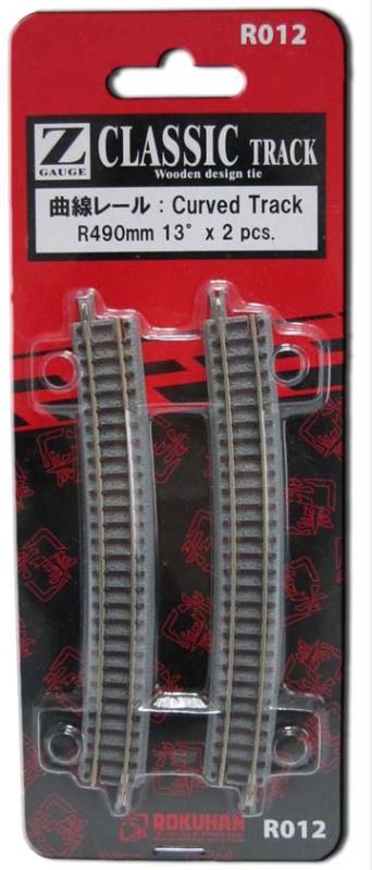 Rokuhan R012 Gleis gebogen R490-13° Gegenbogen 2 Stück Spur Z