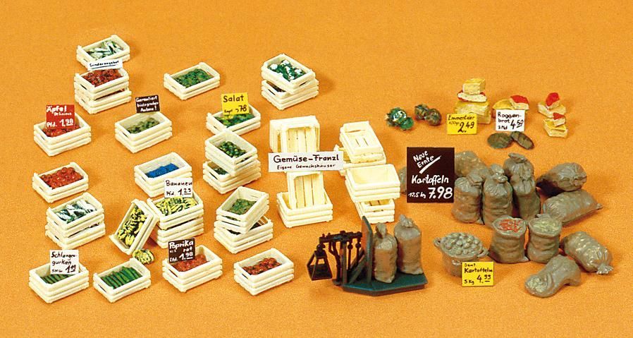 Preiser 17501 Obst- und Gemüsesteigen 1:87 Spur H0 Bausatz NEU