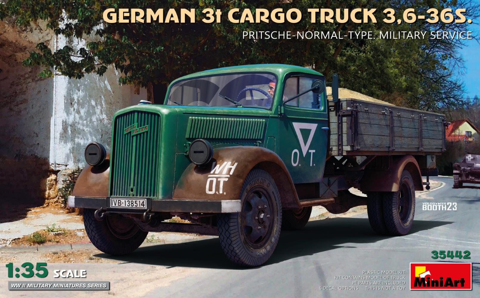 MiniArt 35442 Dt. 3 To. Cargo Truck Pritschenw. 1:35 Bausatz Neu