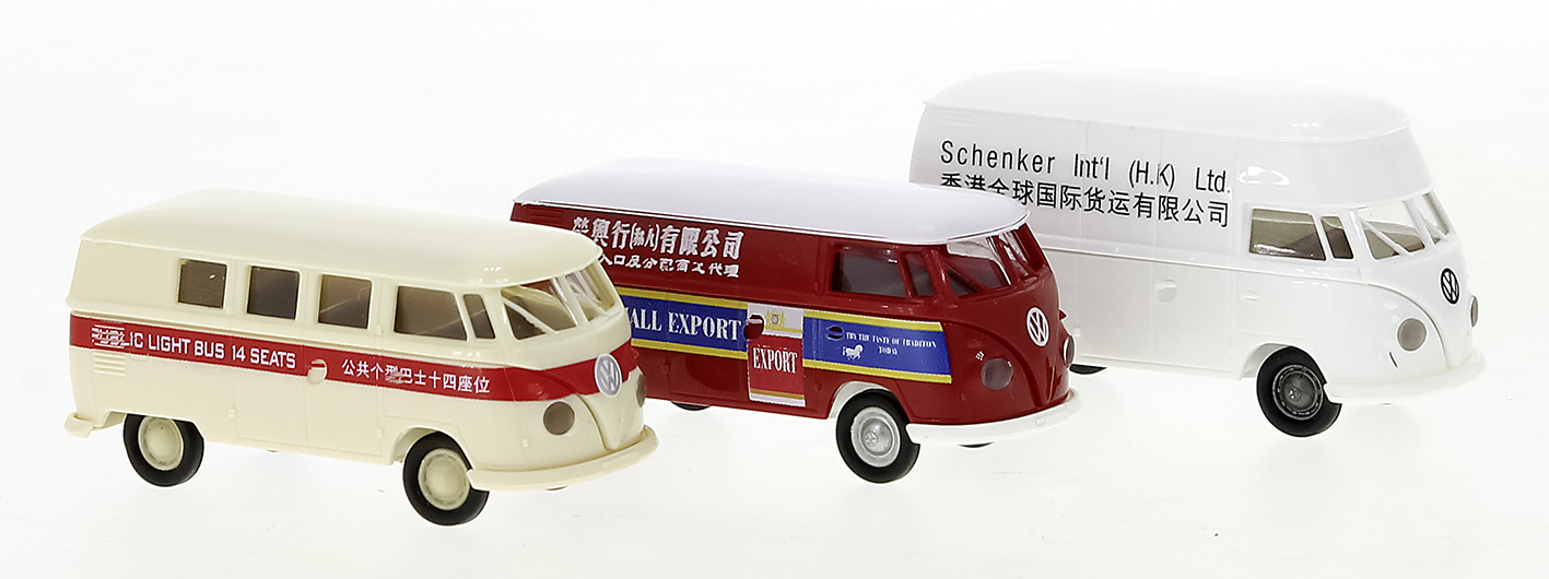 Brekina 90496 Set VW T1b, Asien, 3 Modelle, 1960 - 1:87 - Neu - OVP