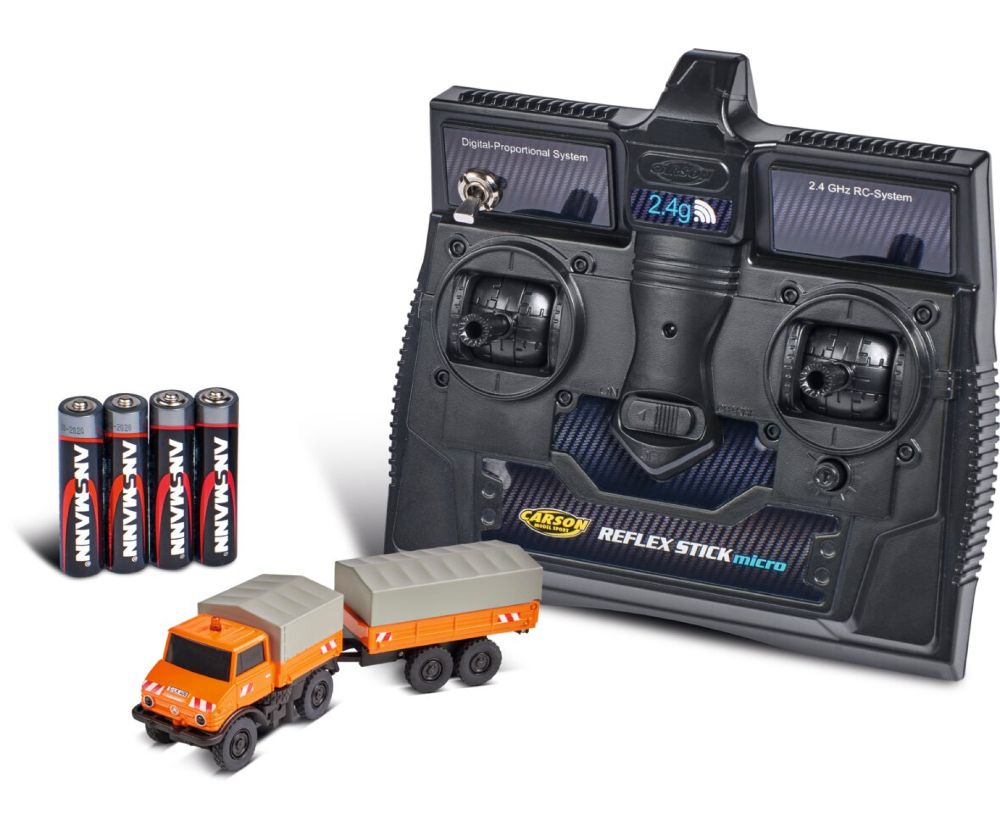 Carson 500504177 1:87 M-B Unimog U406 m.Hän.100%RTR orange