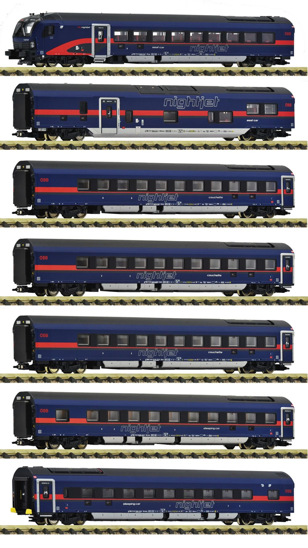 Fleischmann 6270065 7-tlg. Set: Nightjet, ÖBB 1:160 Spur N DCC NEU OVP