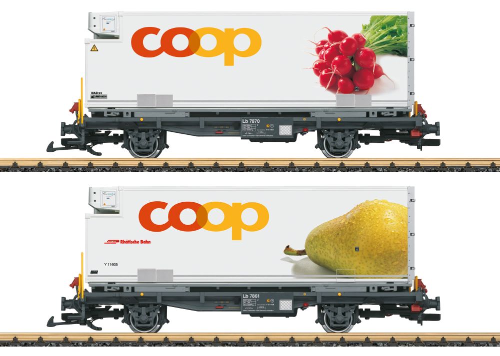 LGB 45889 RhB Containerwagen Set "coop®" 1:22,5 Spur G Neu