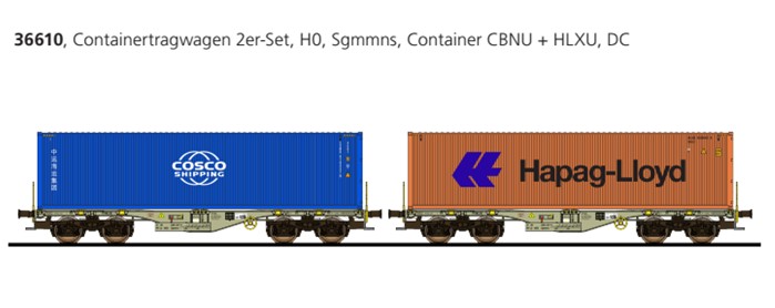 Pullman 36610 Containertragwagen, H0, Sgmmns, D-AAEC Ep. VI, Container