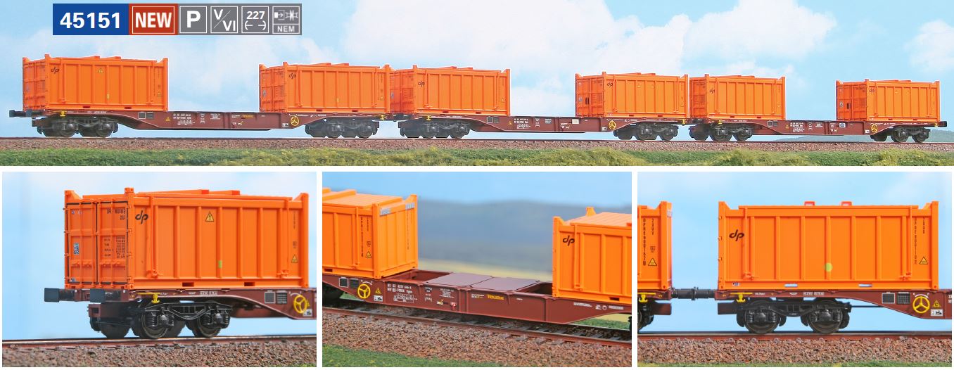 ACME 45151 Set 2 Cont Wg Sgns 60 TOUAX 3-teilig 1:87 Spur H0