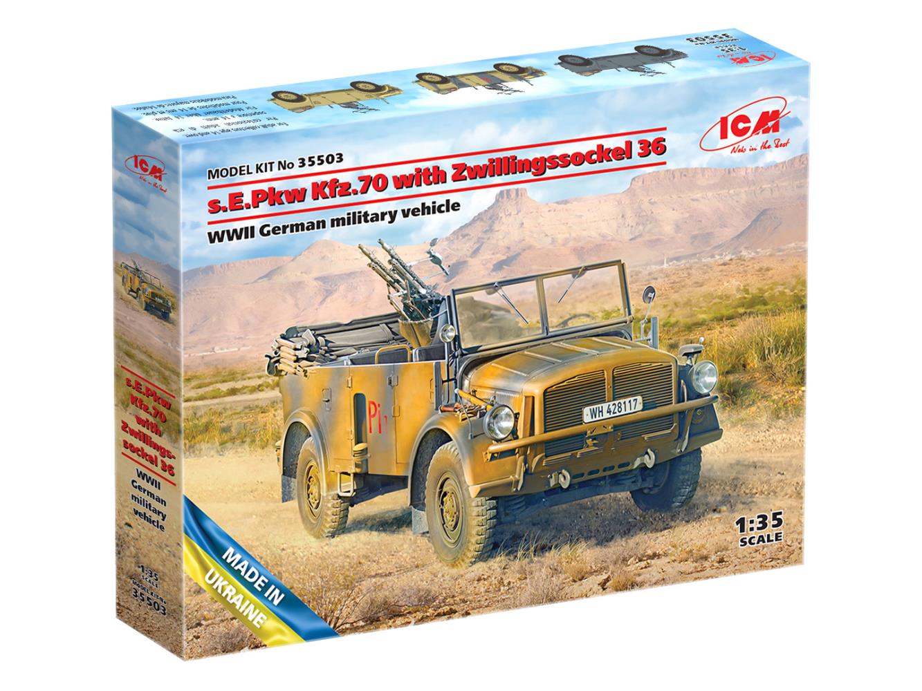 ICM 35503 s.E.Pkw Kfz.70 with Zwillingssockel 36 1:35 Bausatz