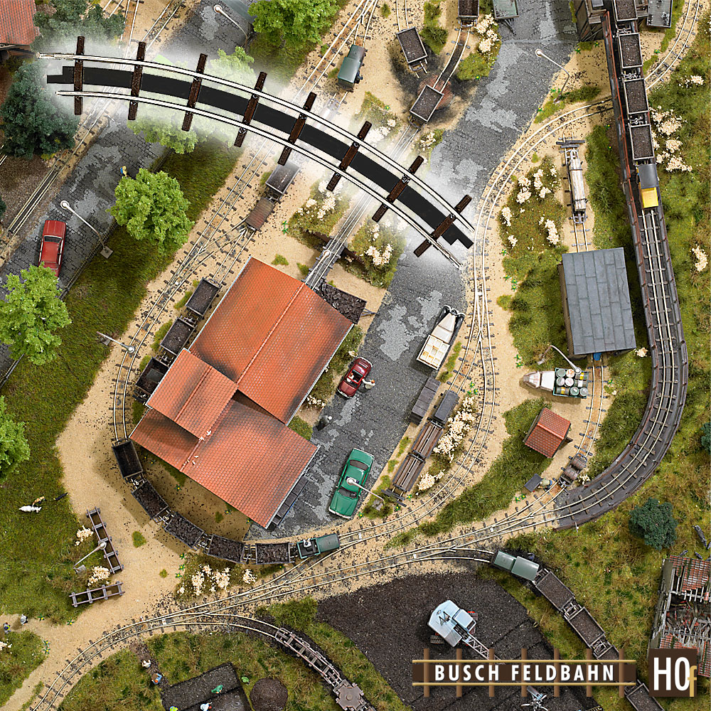 Busch 12323 2 Bogengleise, Radius 115 mm, 45° 1:87 Spur H0f Neu