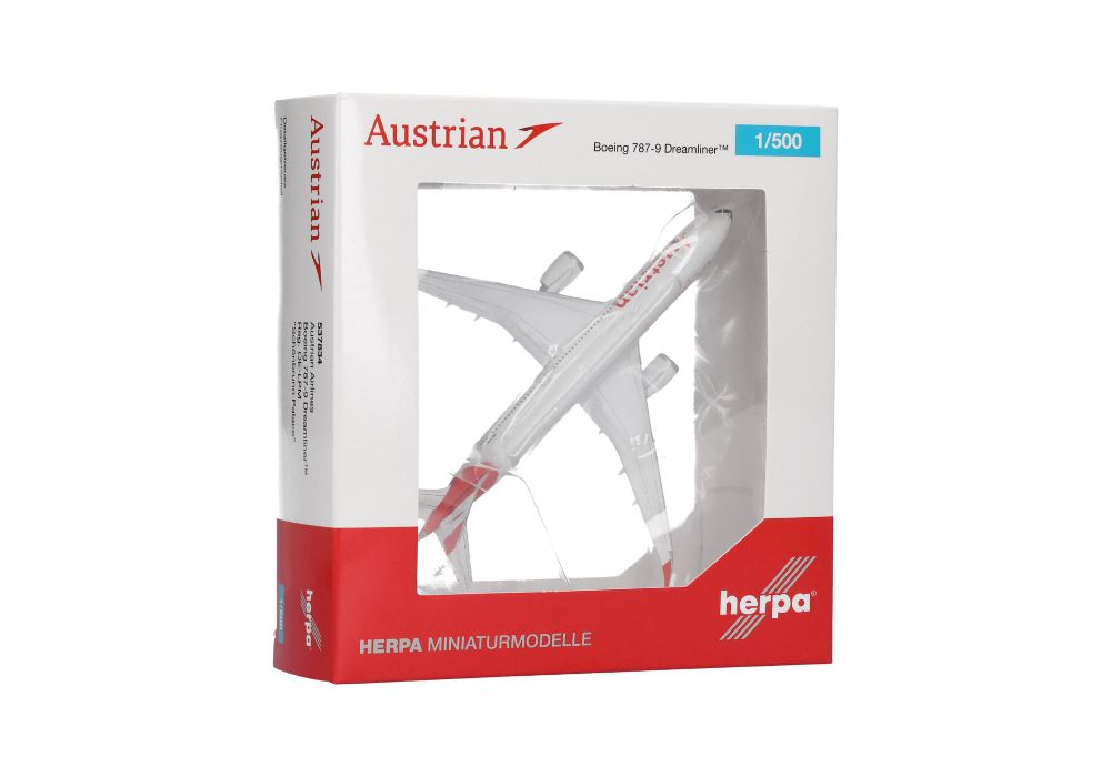 Herpa 537834 Austrian Airlines Boeing 787-9 Dreamliner 1:500 Neu