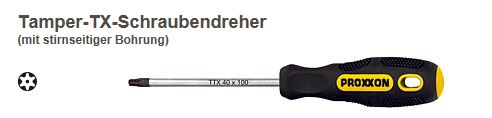 Proxxon 22236 FLEX-DOT-TTX20-Schraubendreher, stirnseitige Bohrung