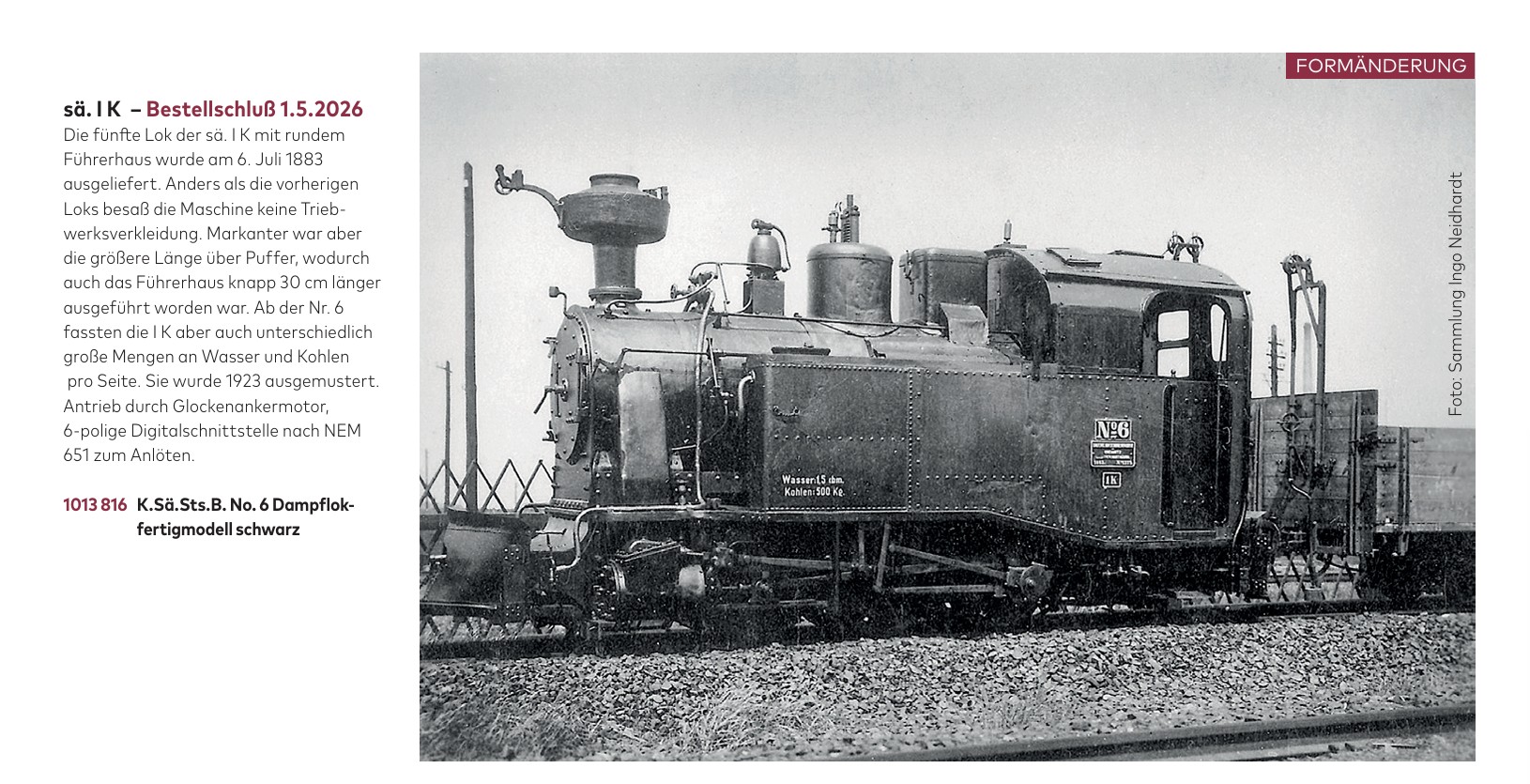 Bemo 1013816 K.Sä.Sts.B. No. 6 Dampflok-Fertigmodell Spur H0e