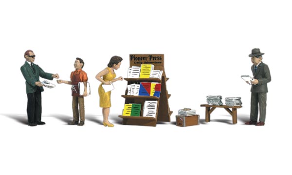 Woodland Scenics A2740 Zeitungsstand 1:45 Spur 0 Neu OVP Figuren